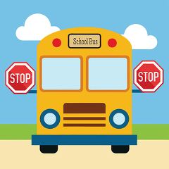yellow school bus with safety stop signs on each side