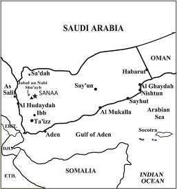 Yemen country map black outline