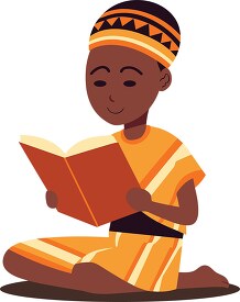 young african child reads a book