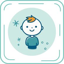 young boy round blue line icon