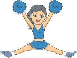 young cheerleadier performing splits holding pomp pomps clipart