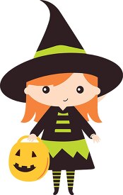 young child wears a witch halloween costume