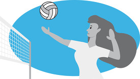 young girl hitting volleyball over the net gray color clip art