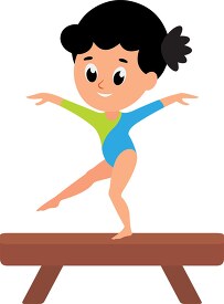 young girl practicing Gymnastics on Balance Beam Clipart