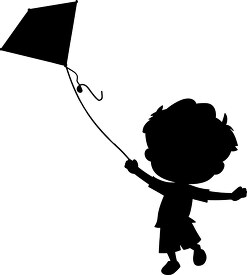 young kid flying a kite silhouette