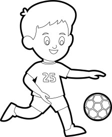 young soccer player kicks ball with his skill printable cutout