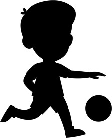 young soccer player runs to kick ball with his skill silhouette