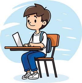 young students sits at a desk with a laptop