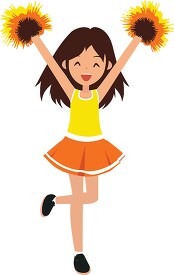 youthful and enthusiastic cheerleader with a bright orange and y