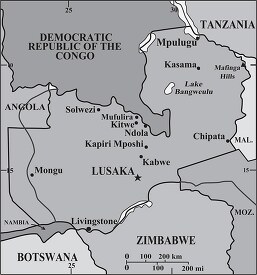 Zambia country map gray color