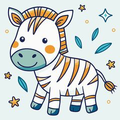 zebra illustration shows a playful zebra with a happy expression