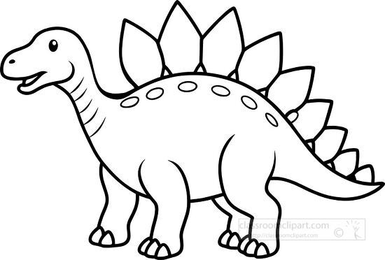  outline image of a Stegosaurus dinosaur clipart