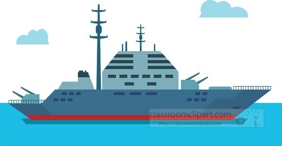  war ship at sea shows radar and weapons