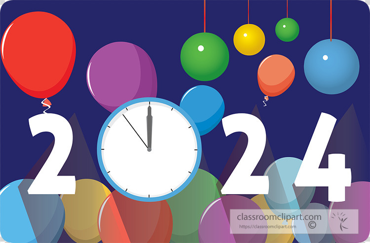 2024 clock coundown new year clipart