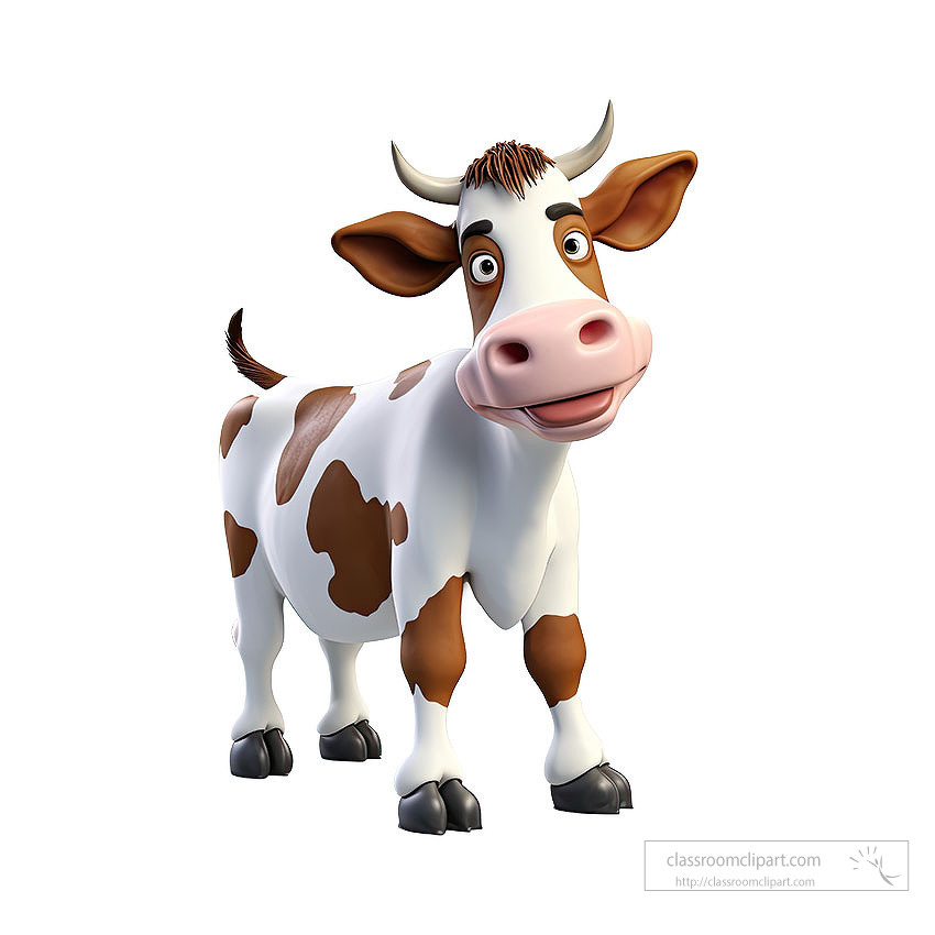 3d cartoon cow white background