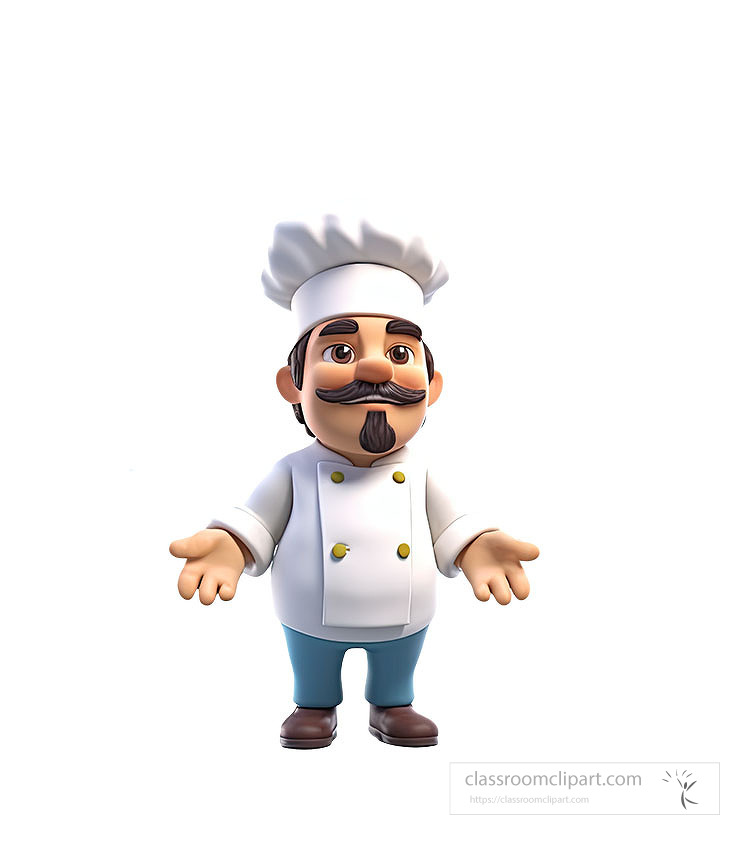 3d cartoon style chef wearing a hat