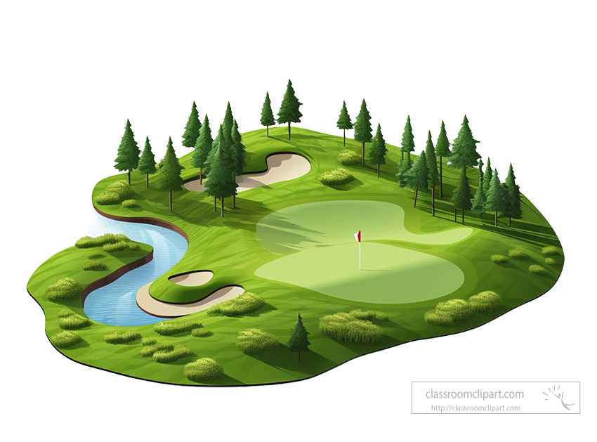 3d golf course surrounded by trees