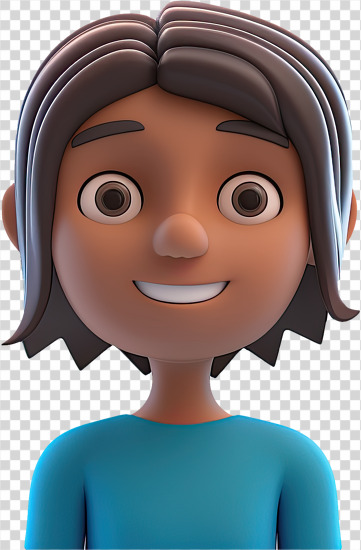 3D kid avatar brown hair girl
