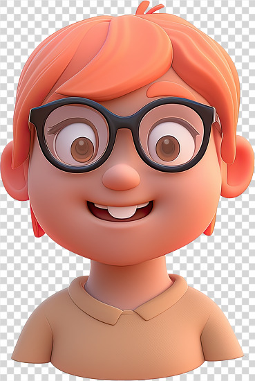 3D kid avatar cute boy with orange hair