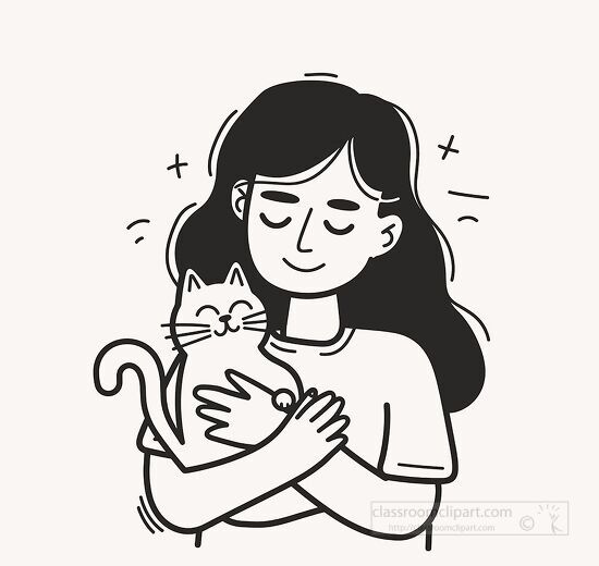 a girl holding her cat in her arms