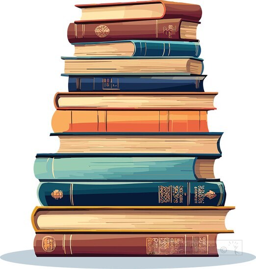 a stack of old books clip art
