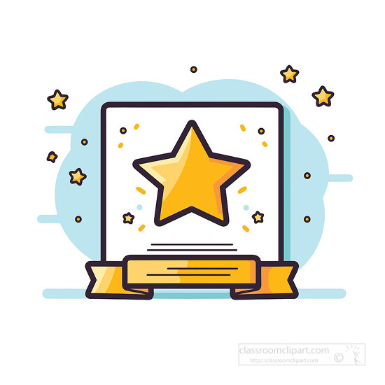 achievement certificates decorated with stars and blue backgroun