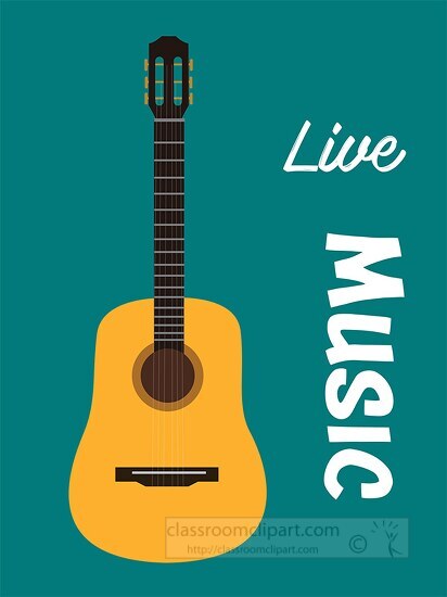 acoustic guitar with live music sign