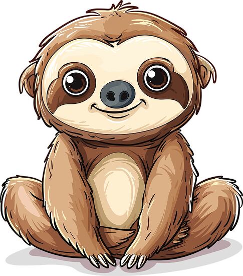 adorable baby sloth sitting clipart