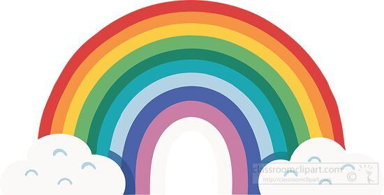 adorable rainbow clipart with smiling clouds