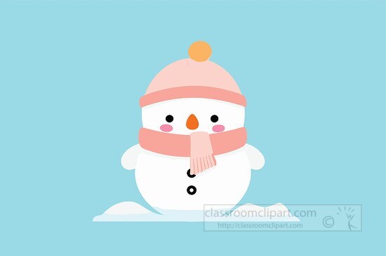 adorable smiling snowman with a cozy hat and scarf