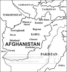 Afghanistan country map black white