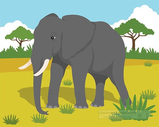 african Elephant-roaming the savana clipart