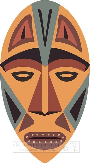 african mask with a red green and black face