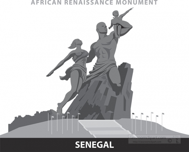 african renaissance monument dakar senegal vector gray color cli