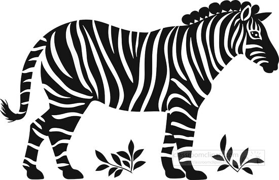 african zebra Black and white folk art style illustration