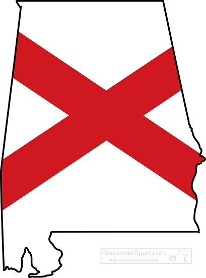alabama state map with flag overlay clipart