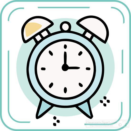 alarm clock blue line icon