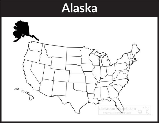 alaska map square black white clipart