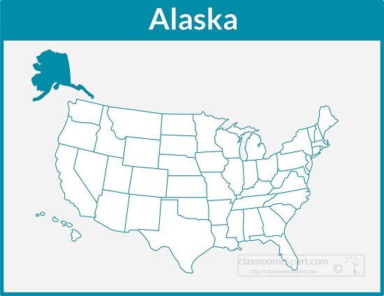 alaska map square color outline clipart