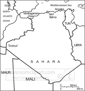 Algeria country map black white