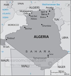 Algeria country map gray color