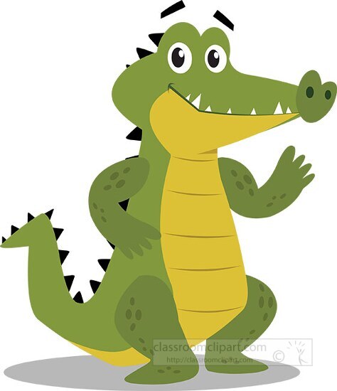alligator cartoon character standing on back legs  clipart
