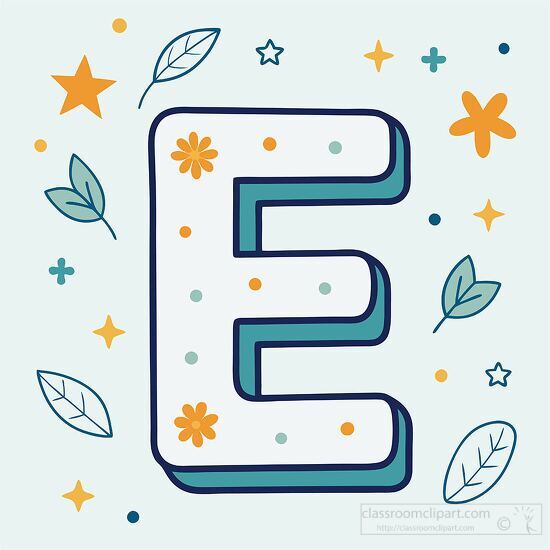 alphabet letter e kawaii style with bold line