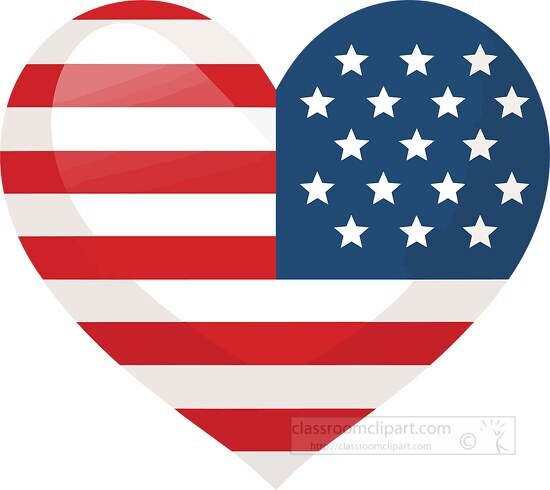 american flag shaped like a heart clip art