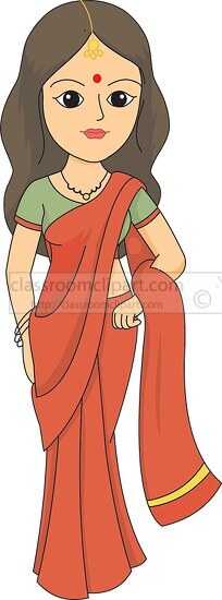 Clipart of a Woman in a Saree - Royalty Free Vector Illustration by Lal  Perera #1611843