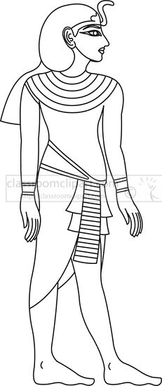 ancient egyptian king tutankhamun standing black outline clipart