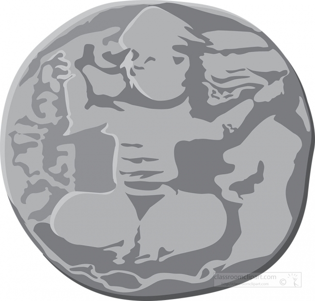 ancient greek bronze coin gray clipart