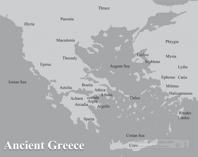 ancient greek map gray clipart