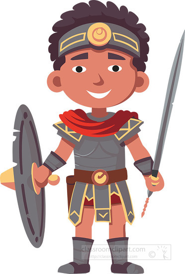 ancient oman gladiator cartoon style