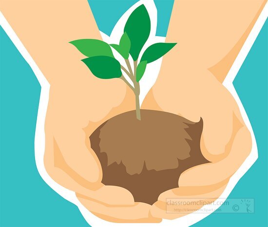 ands holding plant seedling earth day clipart